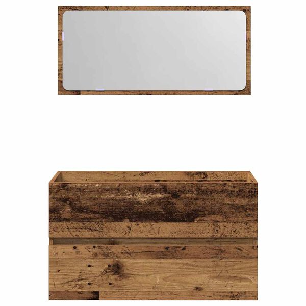 vidaXL Badrumssk&aring;p med spegel &aring;ldrat tr&auml; konstruerat tr&auml;