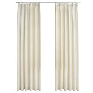 vidaXL M&ouml;rkl&auml;ggningsgardiner 2 st m. krokar sammet gr&auml;ddvit 140x245 cm