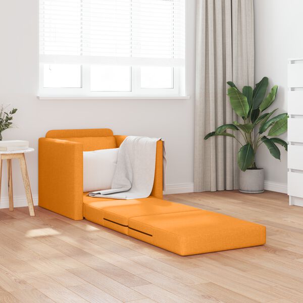 vidaXL Golvb&auml;ddsoffa 2-i-1 m&ouml;rkgul 112x174x55 cm tyg