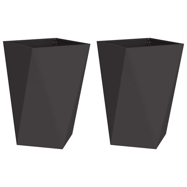 vidaXL Planteringsk&auml;rl 2 pcs Svart 50 x 50 x 75 cm St&aring;l