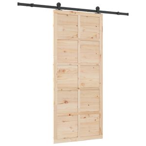 vidaXL Skjutd&ouml;rr Naturlig 90 x 208 cm Massiv furu