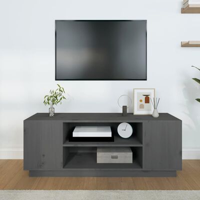 vidaXL Tv-bänk grå 110x35x40,5 cm massiv furu