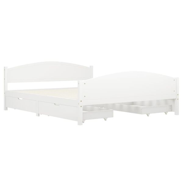 vidaXL Sängram med 4 lådor vit massiv furu 160x200 cm