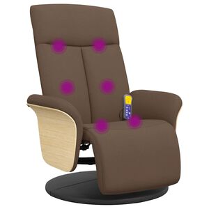 vidaXL Massagef&aring;t&ouml;lj med fotst&ouml;d brun tyg