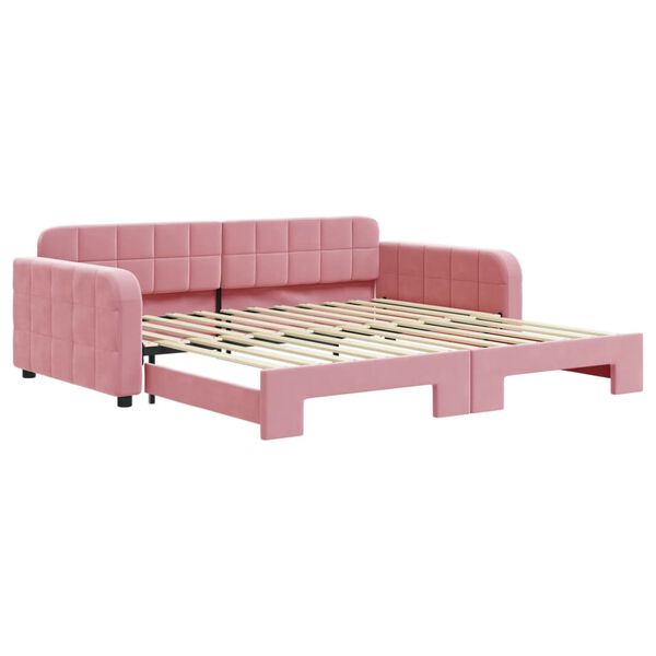 vidaXL Dagb&auml;dd utdragbar rosa 100x200 cm sammet