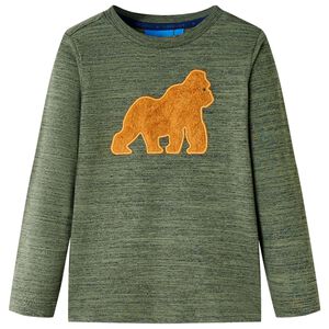 vidaXL T-shirt med l&aring;nga &auml;rmar f&ouml;r barn khaki melange 104