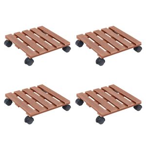 vidaXL Blomvagnar 4 st brun 30x30x7,5 cm WPC