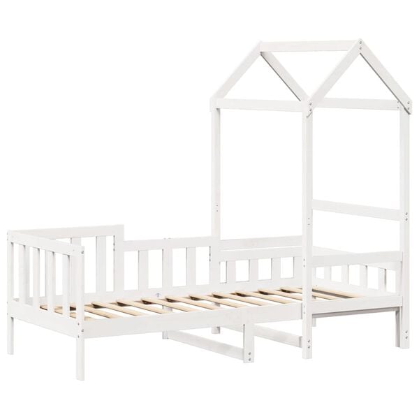 vidaXL Dagb&auml;dd med tak vit 80x200 cm massiv furu