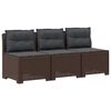 vidaXL 3-sits tr&auml;dg&aring;rdsoffa med kuddar Rattan-look 3-sits PP Brun