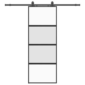 vidaXL Skjutd&ouml;rr med beslag svart 76x205 cm h&auml;rdat glas