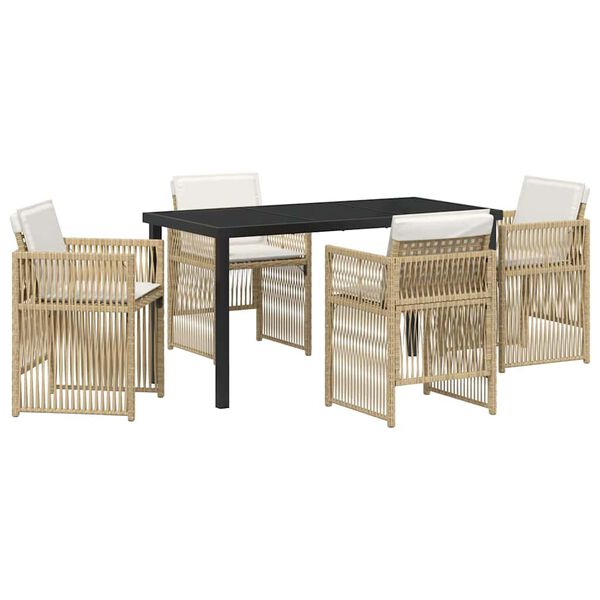 vidaXL Trädgårdsmöbelset 5 pcs Beige Pulverlackerat stål