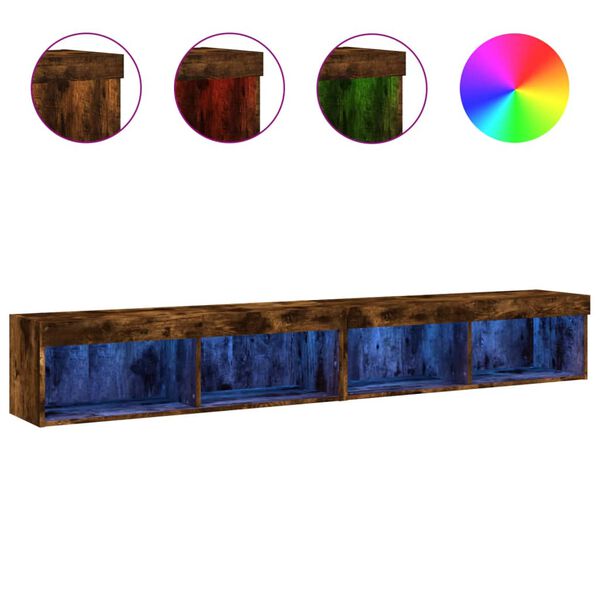 vidaXL Tv-b&auml;nk med LED-belysning 2 st r&ouml;kf&auml;rgad ek 100x30x30 cm