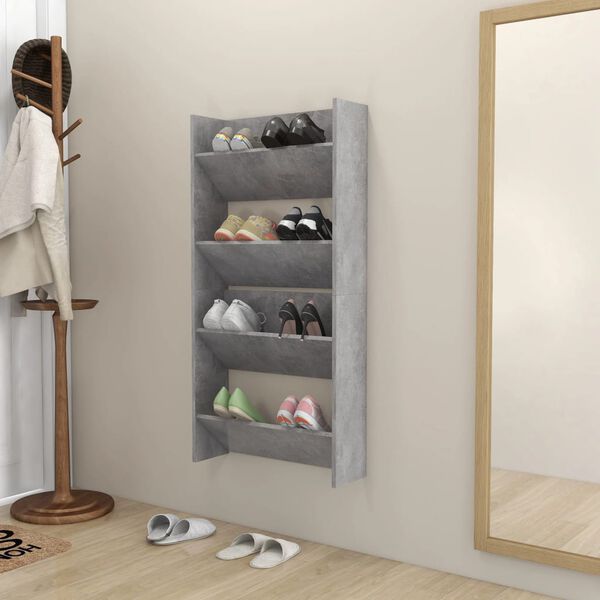 vidaXL V&auml;ggmonterat skost&auml;ll 2 st betonggr&aring; 60x18x60cm konstruerat tr&auml;