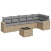vidaXL Matgrupp f&ouml;r tr&auml;dg&aring;rden med dynor 7 delar beige konstrotting