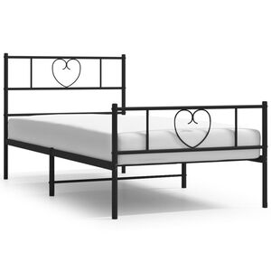vidaXL S&auml;ngram med huvudgavel och fotgavel svart metall 75x190 cm