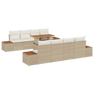 vidaXL Tr&auml;dg&aring;rdsoffset 9 st Beige Poly rattan