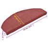 vidaXL Trappmattor 15 st 65x24x4 cm bordeaux halvrunda stora