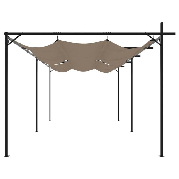 vidaXL Pergola med infällbart tak taupe 589x292x230 cm