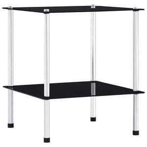 vidaXL Hylla 2 hyllplan svart 40x40x47 cm h&auml;rdat glas