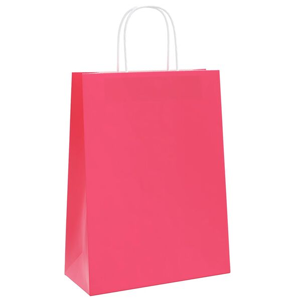 vidaXL Pappersp&aring;sar 50 st med handtag rosa 26x12x35 cm