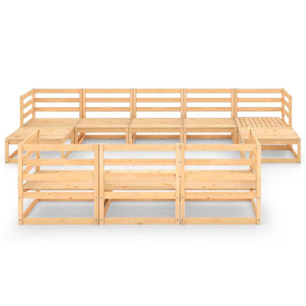 vidaXL Loungegrupp för trädgården 10 delar massiv furu