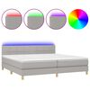 vidaXL Rams&auml;ng med madrass & LED ljusgr&aring; 200x200 cm tyg