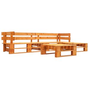 vidaXL Pallsoffa 4 delar tr&auml; honungsbrun