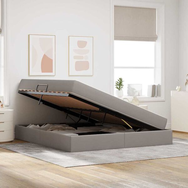 vidaXL F&ouml;rvaringss&auml;ng med madrass Taupe 160 x 200 cm Polyester