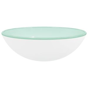 vidaXL Handfat h&auml;rdat glas 42x14 cm vit