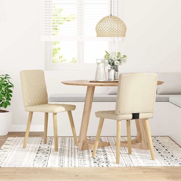 vidaXL Matstolar 2 st gräddvit tyg