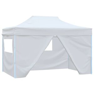 vidaXL Hopf&auml;llbart partyt&auml;lt med 4 sidov&auml;ggar 280x410x315 cm st&aring;l vit
