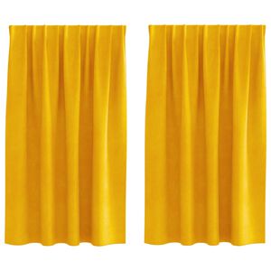 vidaXL M&ouml;rkl&auml;ggningsgardiner 2 pcs Senapsgul 140 x 140 cm Sammet