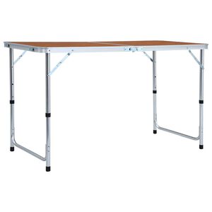 vidaXL Hopf&auml;llbart campingbord aluminium 120x60 cm
