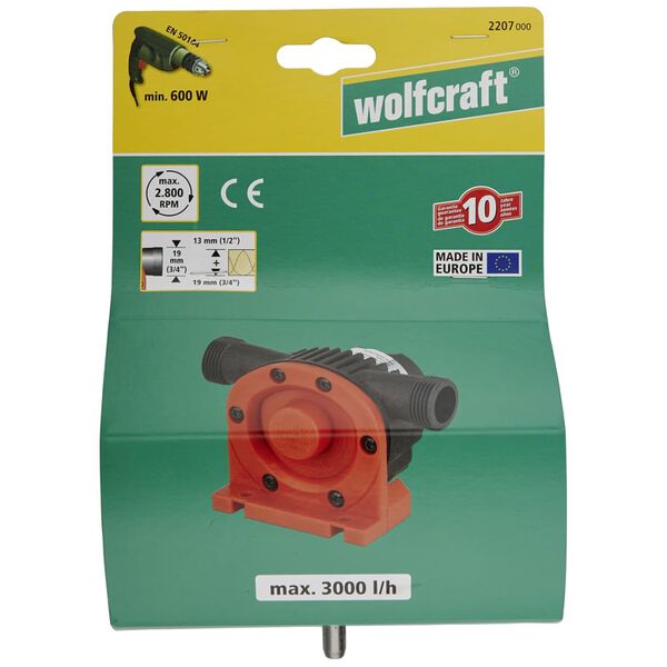 wolfcraft Borrdriven pump 3000 l/h S=8 mm 2207000