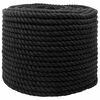 vidaXL Bomullsrep 10 mm 100 m Svart 100% Bomull
