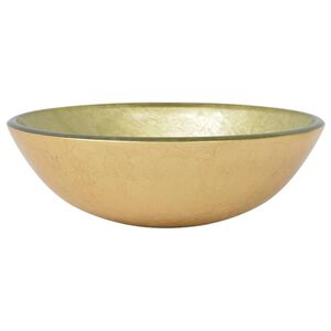 vidaXL Handfat i h&auml;rdat glas 42 cm guld