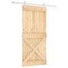 vidaXL Skjutd&ouml;rr Naturlig och vit 95 x 210 cm Massiv furutr&auml;d&ouml;rr