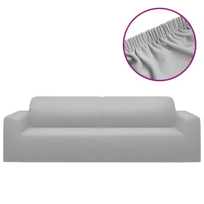 vidaXL Sofföverdrag 3-sits med stretch grå polyesterjersey