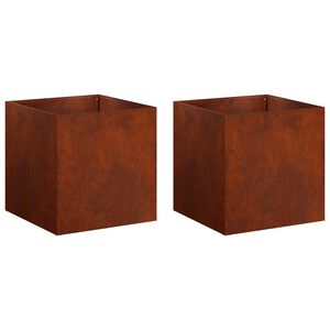 vidaXL Tr&auml;dg&aring;rdsplanterare 2 st Rostig 35 x 35 x 35 cm