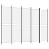 vidaXL Rumsavdelare 5 paneler vit 250x180 cm tyg