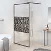 vidaXL Duschv&auml;gg 115x195cm ESG-glas med stendesign svart
