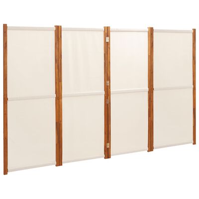 vidaXL Rumsavdelare 4 paneler gräddvit 280x180 cm