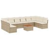 vidaXL Loungegrupp f&ouml;r tr&auml;dg&aring;rden m. dynor 11 delar beige konstrotting