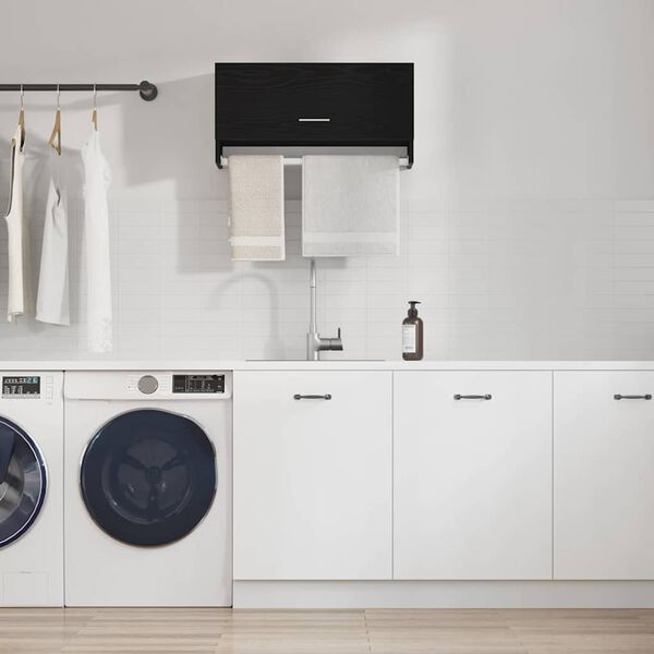 vidaXL Garderob med l&aring;da Svart Ek 70 x 32,5 x 35 cm Konstruerat tr&auml;