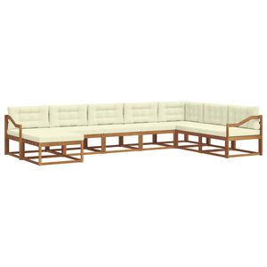 vidaXL Utomhussoffset med kudde 8 pcs Naturlig och Gr&auml;dde