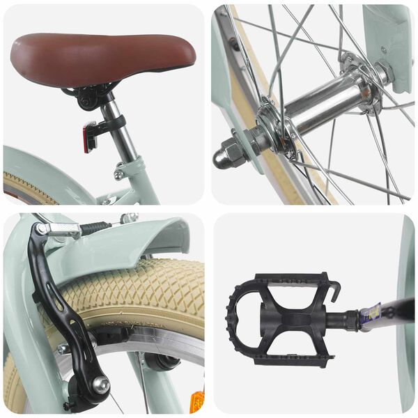 vidaXL Barncykel 20 Tum f&ouml;r 6-11 &aring;r gamla Ljusgr&ouml;n