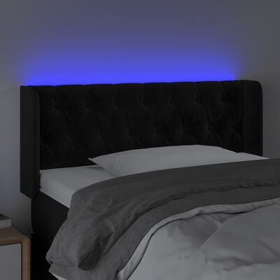 vidaXL Sänggavel LED svart 103x16x78/88 cm sammet