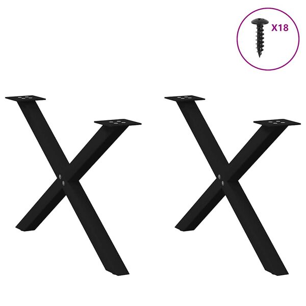 vidaXL Soffbordsben X-formade 2 st svarta 70x(42-43) cm stål
