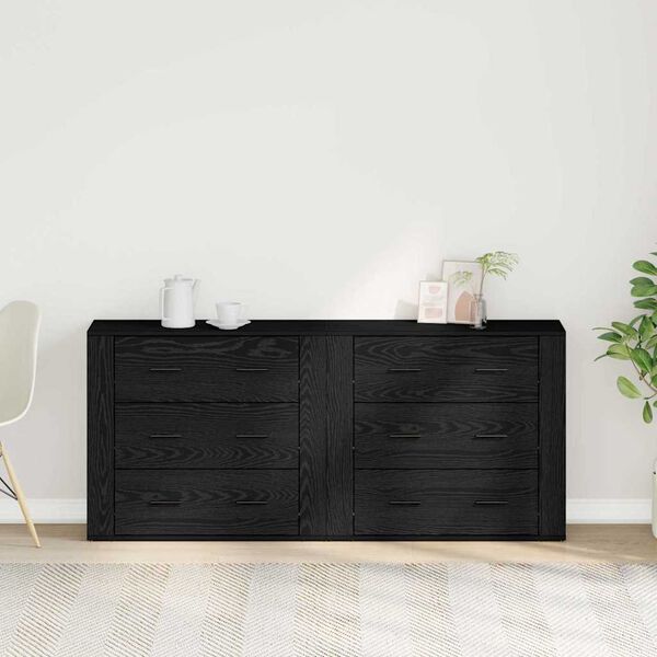 vidaXL Sideboard med l&aring;da Svart Ek 160 x 33 x 70 cm Konstruerat tr&auml;