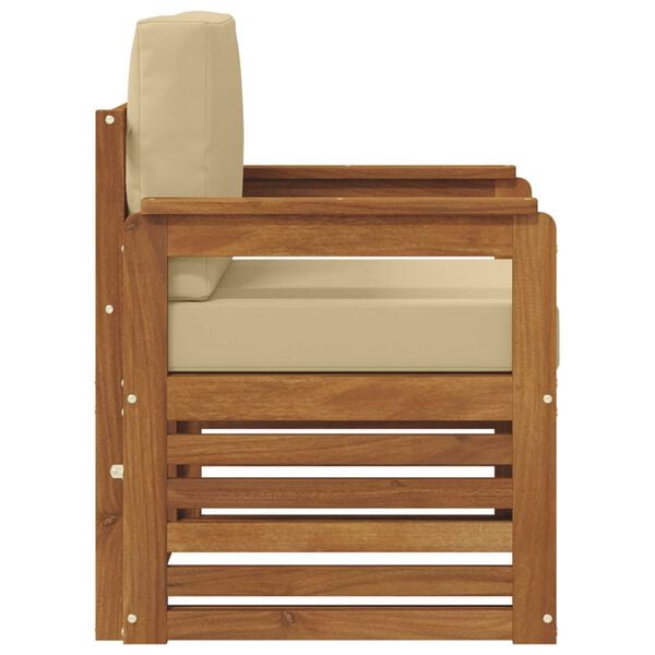 vidaXL Utomhussoffset Massivt akaciatr&auml; och polyester Naturf&auml;rg